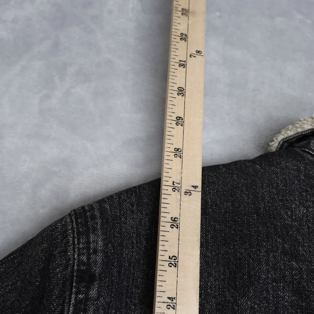 Levis Jacket Men XL Black Black Denim Trucker Sherpa Lined Classic Jean Fade